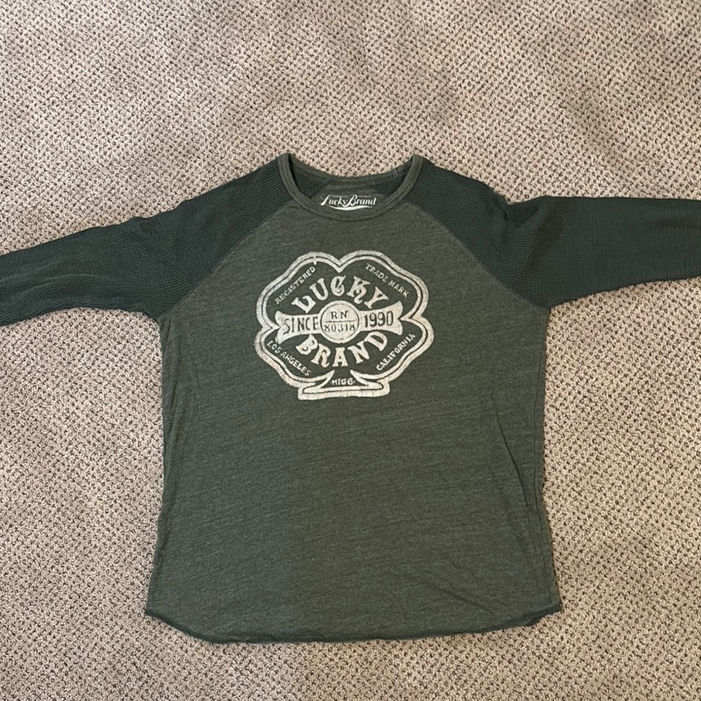 Lucky Brand Forest Green Raglan Tee